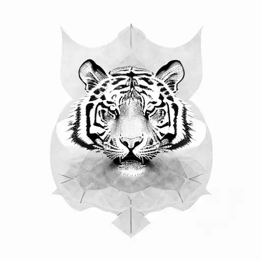 A Fierce-looking Tiger Playing Tennis With A Tennis Racket