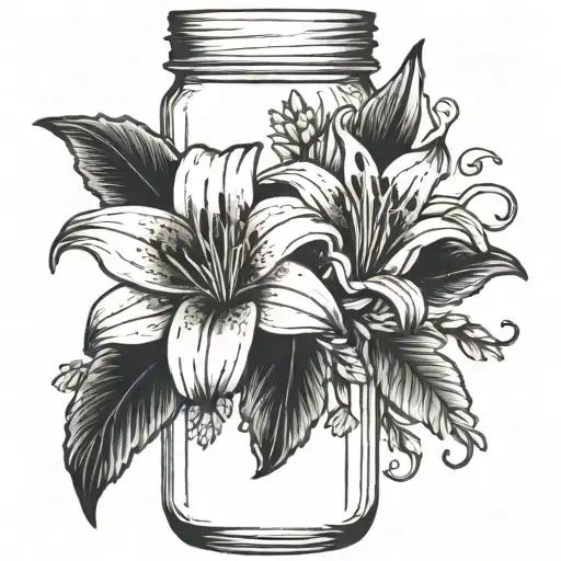 Lily And Heather In A Mason Jar