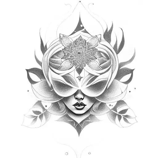 Goddess Of The Night Surrounded By Dark Flowers