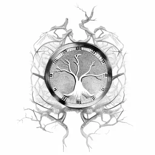 Clock Tree With Roots Turning Into Book