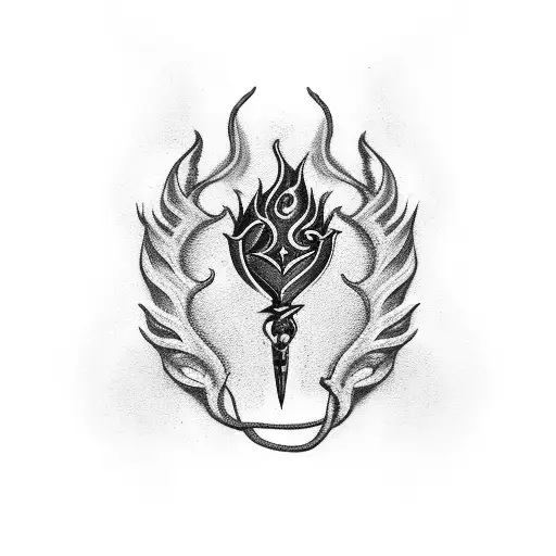 Flaming Heart With A Hidden Dagger