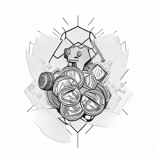 Motorcycle Engine With Money Bills As Pistons