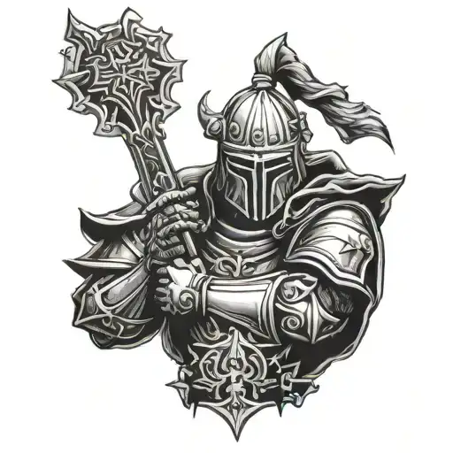 Black Templar Knight With A Sword