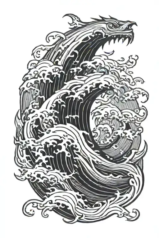 Leviathan In Stormy Ocean Wave Merging