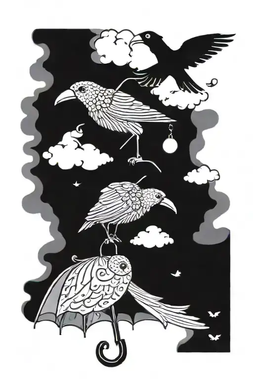 Mary Poppins Umbrella Only With Parrot Head Handle