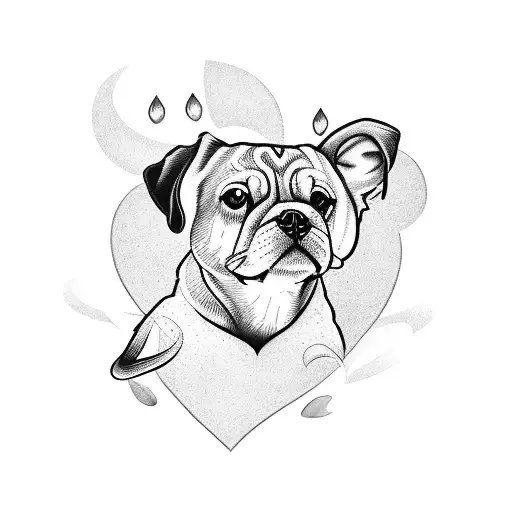 A Heart Tattoo With A Dog Outline And Elsa Engraved