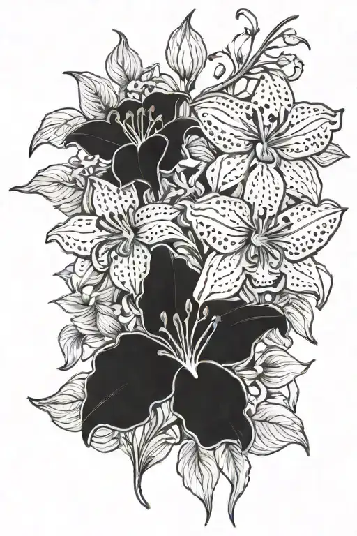 Tiger Lillies And Bleeding Hearts