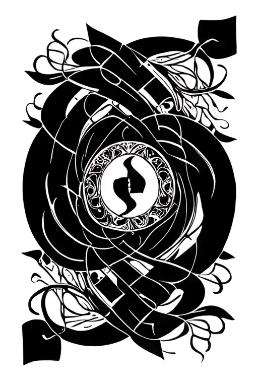 Blackwork Bold Abstract Shapes Intertwined Ornamental Flourishes High-contrast Intricate Aesthetic