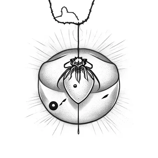 Black Widow Hanging Form A Web With A Shooting Star Flying Around It