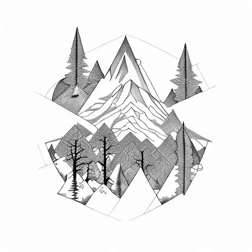 Forest And Mountain With 11572 Written Vertically Through The Middle