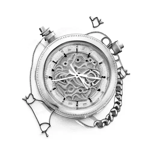 Stopwatch And Chain With Broken Glass