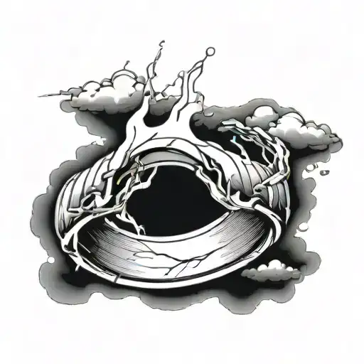 Broken Wedding Ring Going Up To Clouds