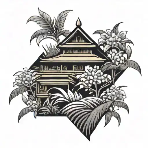 Rice Field With Barong In Abstract Style Design