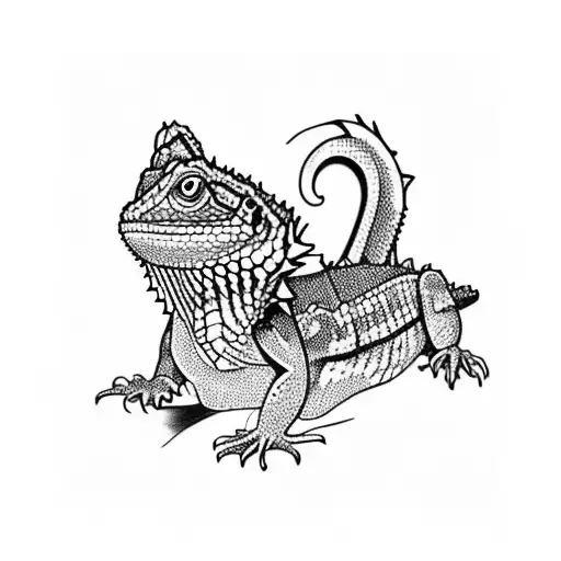 Bearded Dragon Sitting On A Cat