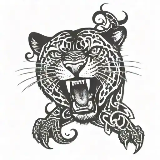 Panther Growling With The Word Sacrifice Written Across