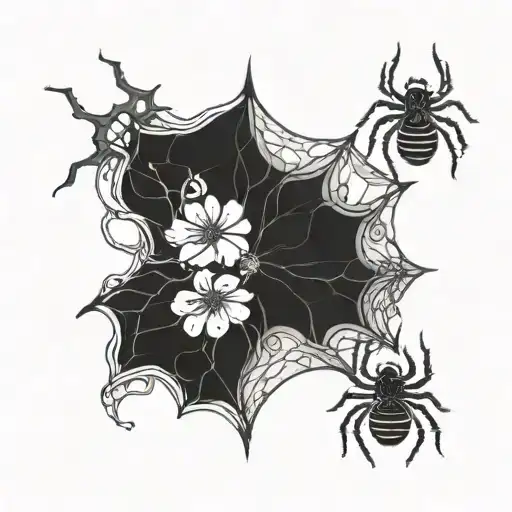 Spider And Sakura Flowers Neck