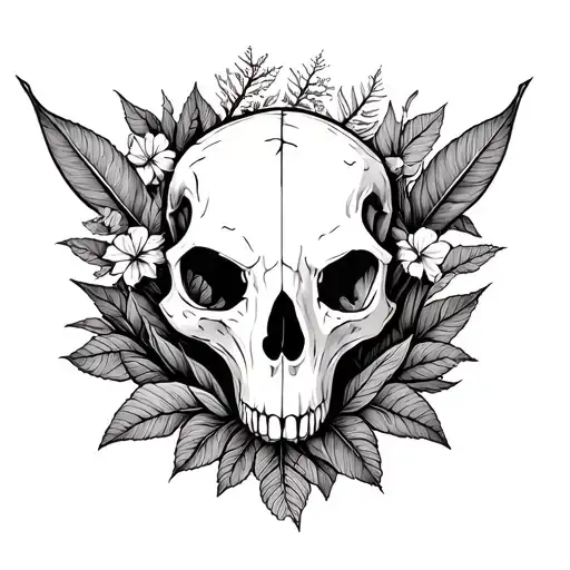 Animal Skull Surrounded By Nature