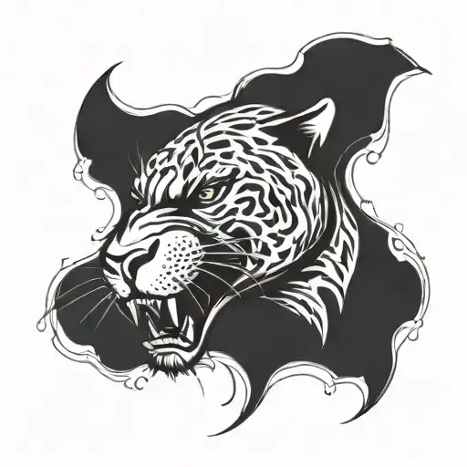 Panther Growling With The Word Sacrifice Above His Head