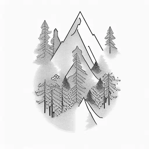 Forest And Mountain With 11572 Written Vertically Through The Middle
