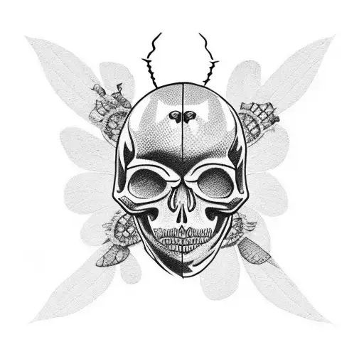 Ladybug With Skull On Back