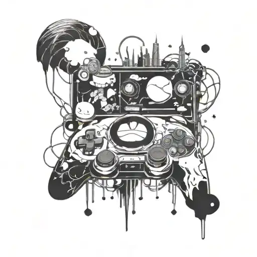 Incorporate Elements From Doraemon And Tower Of God Into A Futuristic Gaming Scene