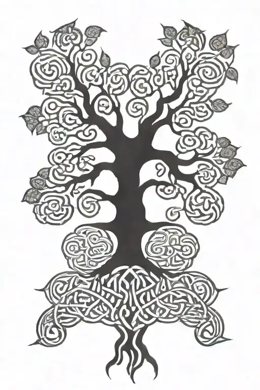 Ash Tree With Celtic Knotwork Design