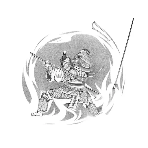 Samurai On A Stone Path