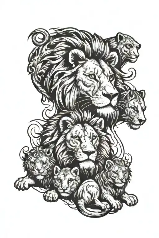 Lion And Three Little Lions