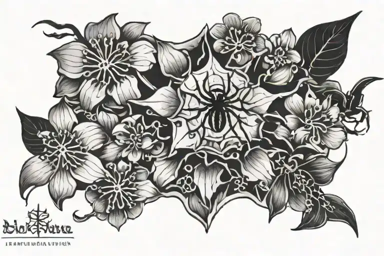 Spider And Sakura Flowers Neck