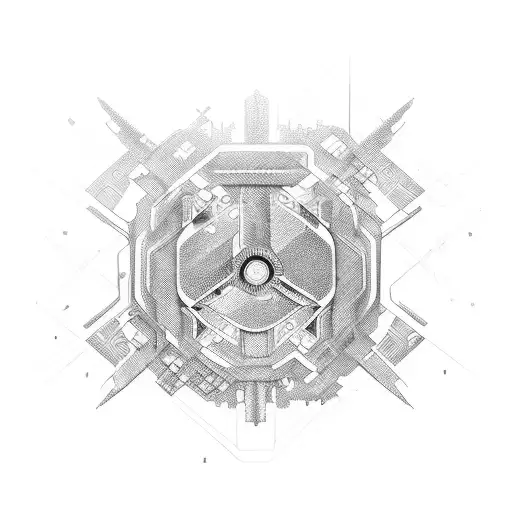 Combine Elements Of Gaming And Engineering In A Futuristic Tattoo Design