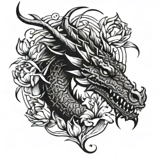 Dragon Wrapped With Tulips