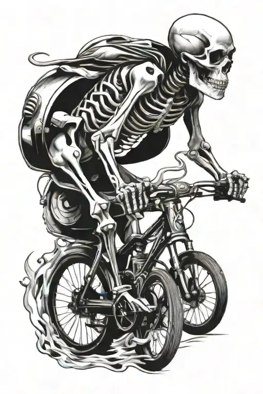 Skeleton On Bicycle Surrounded