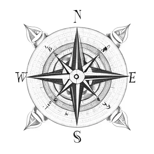 Palm Trees With A Compass And Coordinates