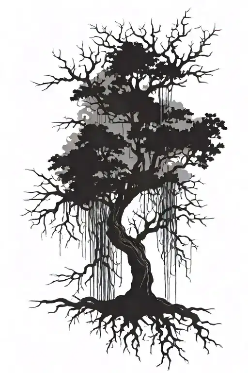 Tree With A V Incorporated With Roots Growing Down