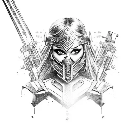 A Warrior Princess Wielding A Futuristic Weapon In A Post-apocalyptic Landscape