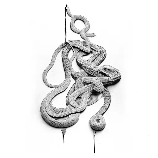 Broken Women Sculpture With No Head And A Snake Wrapping Around Body