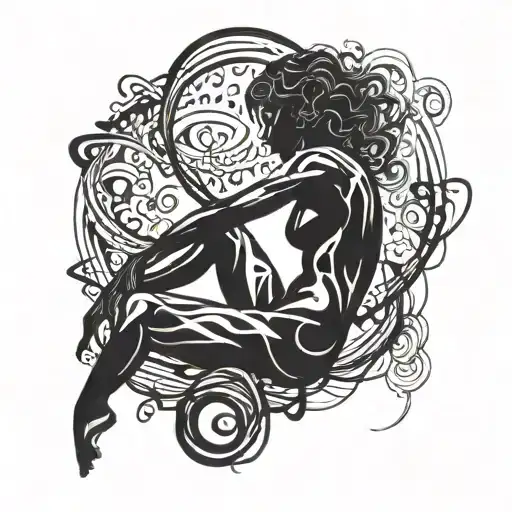 A Sensual Silhouette Of A Woman's Body Intertwined With Abstract Shapes