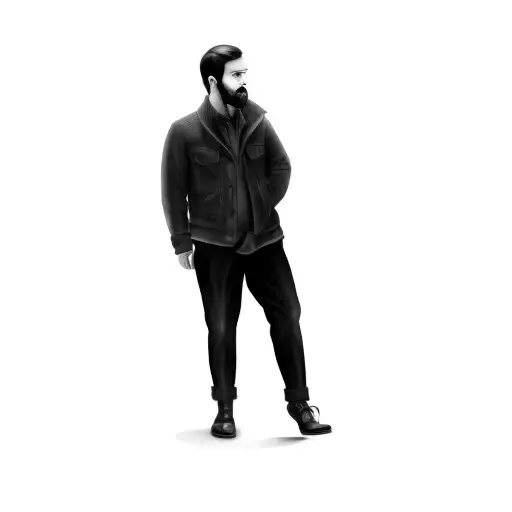 A Man Standing In Front Of A Black Background