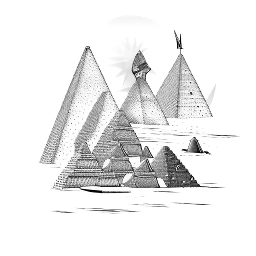 Egyptian Queen With Pyramids And Landscape