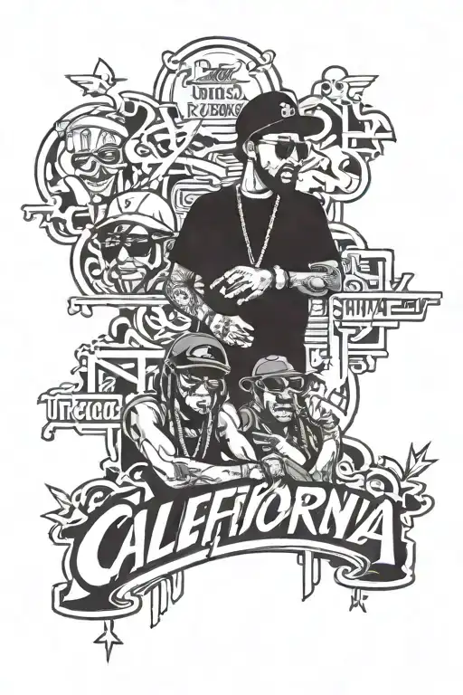 California Rappers Hollywood La Graffiti Style Mural