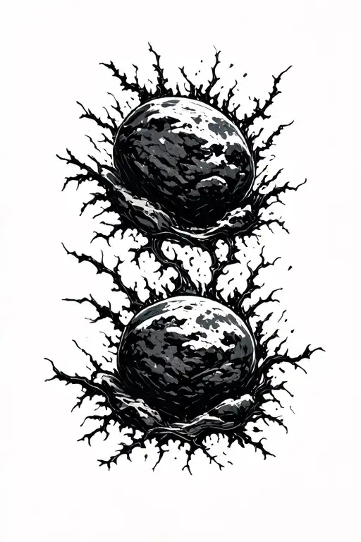 Rocks Breaking Off Into Space With Black Vines