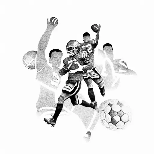 Football Player Silhouettes Climbing Mountains