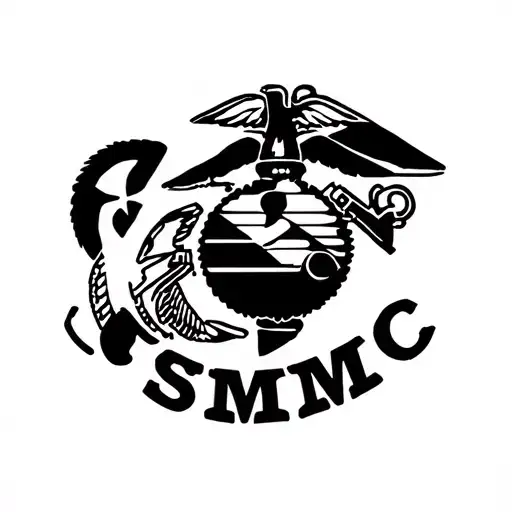 Silhouette Blacked-out Marine Corps Ega Symbol With Usmc Written Below It