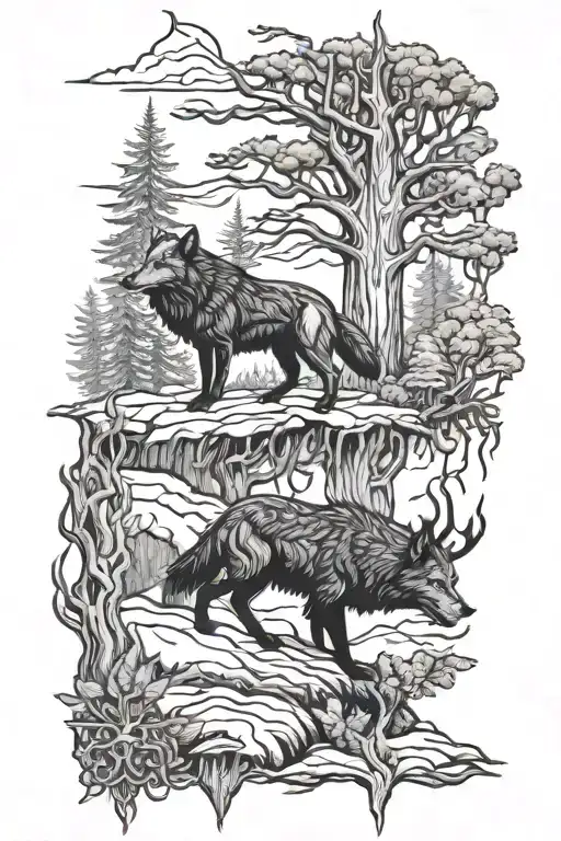 Forest Wolf And Vikings