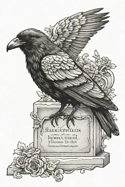 Crow On A Gravestone Engraved With Name