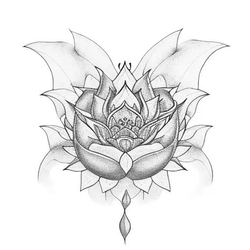 Lotus Flower Blossoming Into A Dragon