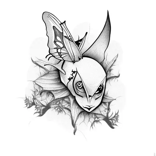 Goth Emo Bat With Butterfly Head Male