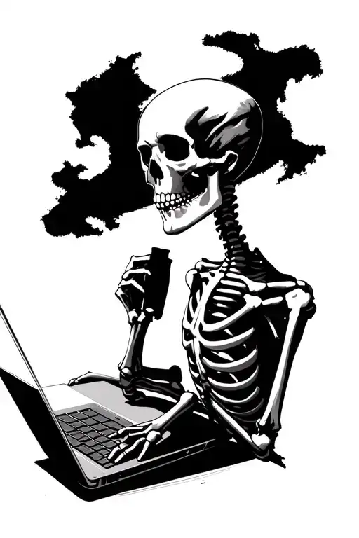 Skeleton Using A Laptop