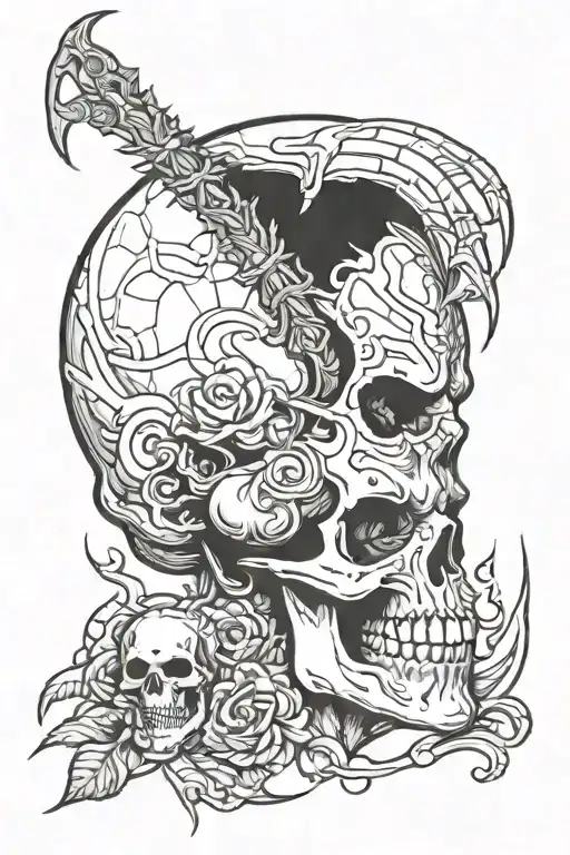 The God Of War Steps On A Skull