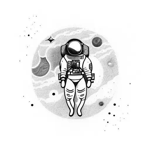 Astronaut Meditating With Planets